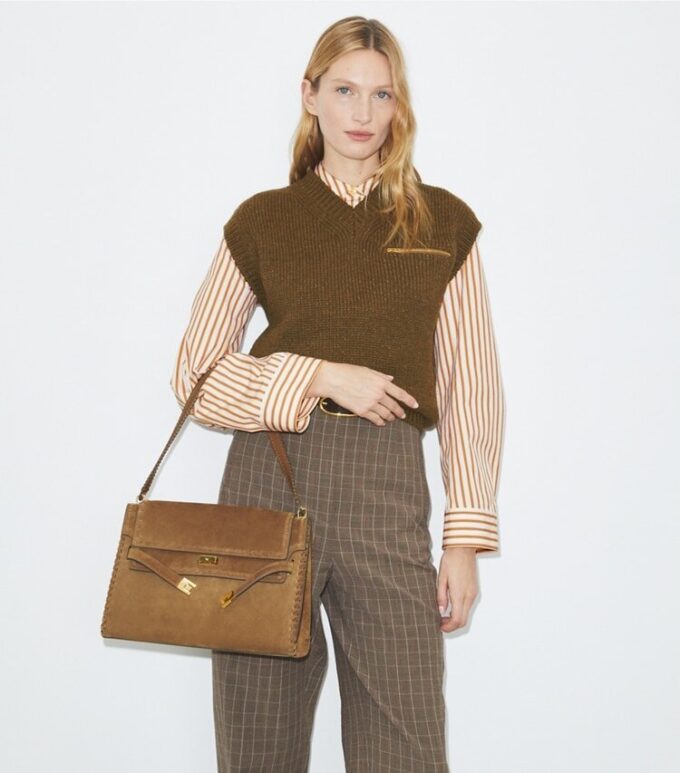 Large Lee Radziwill Suede Shoulder Bag