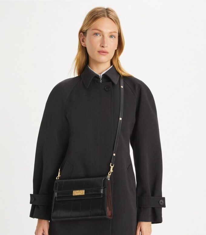 Lee Radziwill Croc-Embossed Shoulder Bag