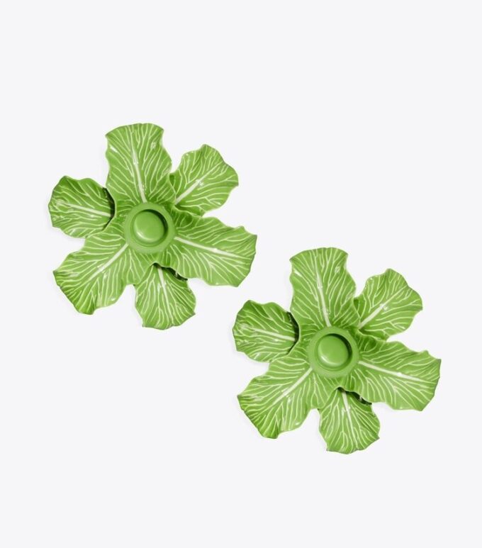 Lettuce Ware Candlestick, Set Of 2
