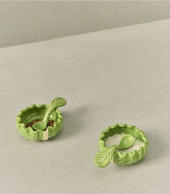 Lettuce Ware Salt Cellar, Set Of 2