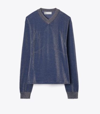 Metallic V-Neck Sweater