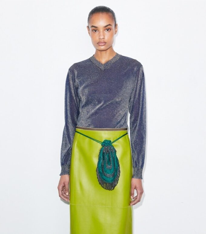 Metallic V-Neck Sweater Metallic V-Neck Sweater
