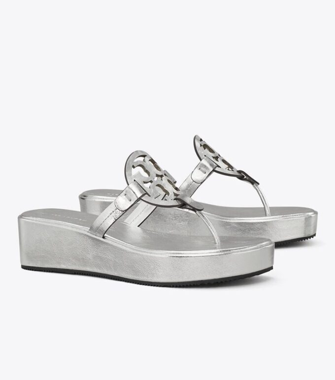 Miller Crinkled Metallic Wedge Sandal Miller Crinkled Metallic Wedge Sandal