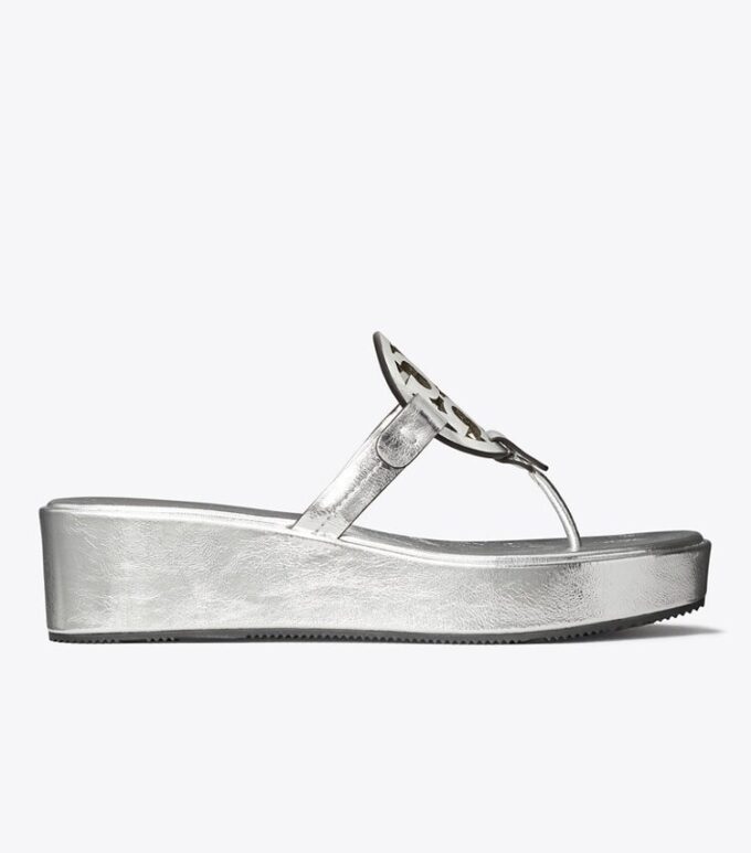 Miller Crinkled Metallic Wedge Sandal Miller Crinkled Metallic Wedge Sandal