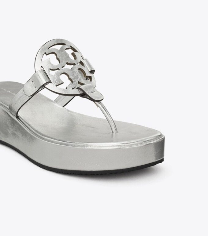 Miller Crinkled Metallic Wedge Sandal Miller Crinkled Metallic Wedge Sandal