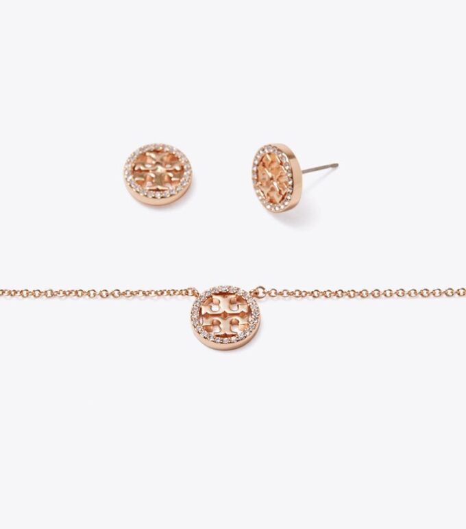 Miller Pavé Pendant Necklace &Amp; Stud Earring Gift Set