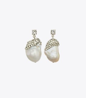 Moondance Crystal And Pearl Drop Earrings