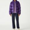 Nylon Contrast Hooded Down Puffer