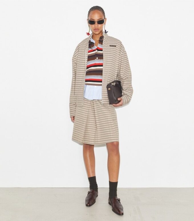 Nylon Plaid Golf Jacket