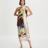 Palm Tree Postcard Oversized Silk Square Scarf