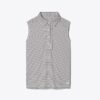 Performance Striped Sleeveless Ruffle Polo