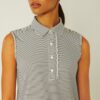 Performance Striped Sleeveless Ruffle Polo