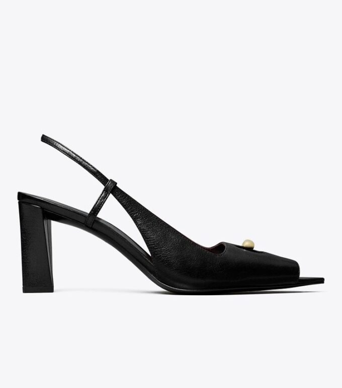 Pierced Peep-Toe Slingback