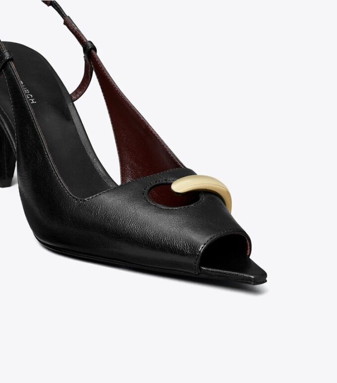 Pierced Peep-Toe Slingback