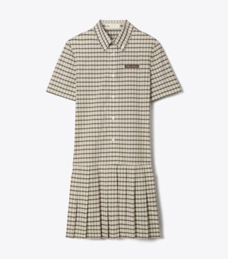 Plaid Drop-Waist Pleated Golf Dress