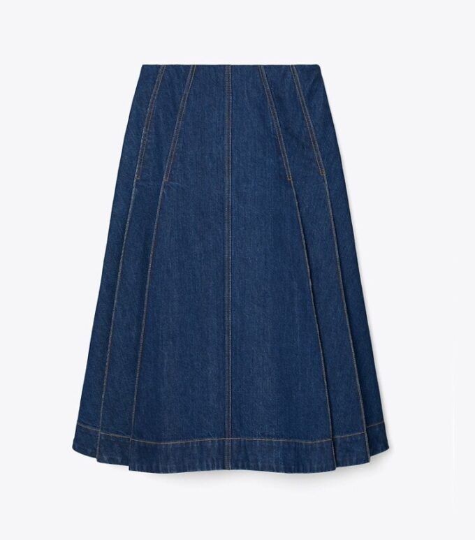 Pleated Denim Skirt Pleated Denim Skirt