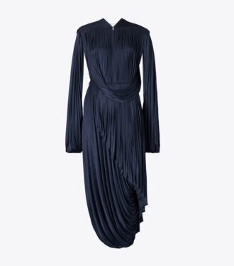 Pleated Draped Viscose Dress