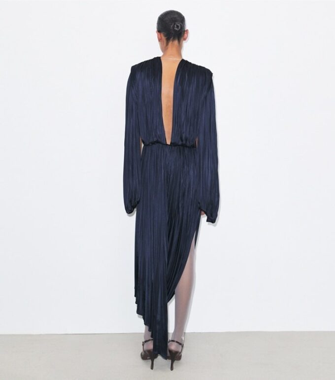 Pleated Draped Viscose Dress