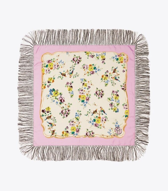 Porcelain Floral Silk Square Scarf
