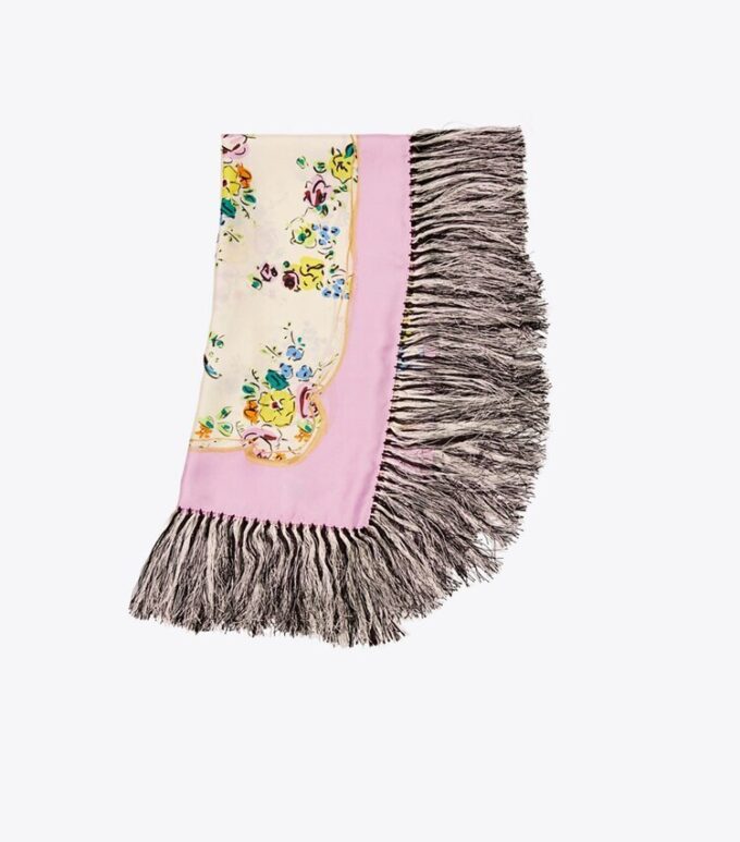 Porcelain Floral Silk Square Scarf
