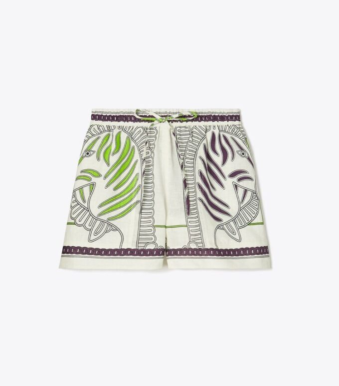 Printed Linen Camp Short
