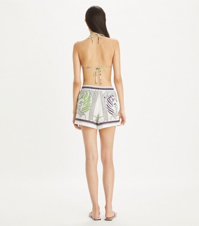 Printed Linen Camp Short
