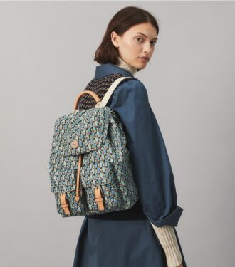 Printed Nylon Flap Backpack