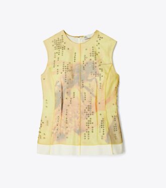 Printed Organza Shell Top Printed Organza Shell Top