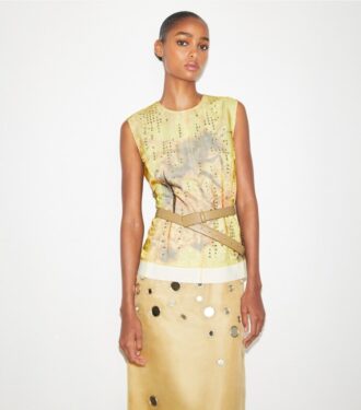 Printed Organza Shell Top Printed Organza Shell Top