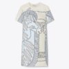 Printed Silk Front T-Shirt Dress Printed Silk Front T-Shirt Dress