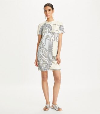 Printed Silk Front T-Shirt Dress Printed Silk Front T-Shirt Dress