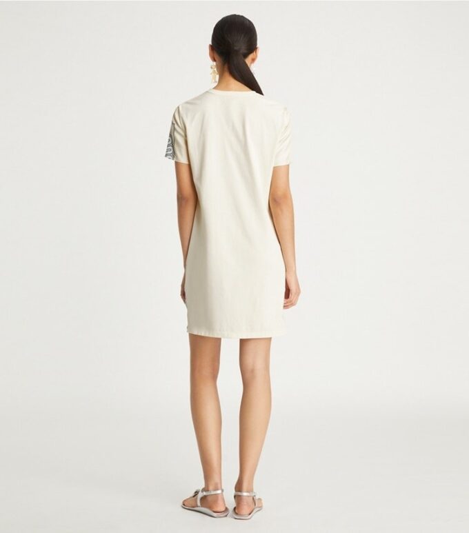 Printed Silk Front T-Shirt Dress Printed Silk Front T-Shirt Dress