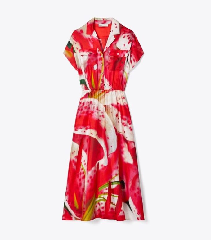Printed Silk Twill Shirtdress Printed Silk Twill Shirtdress