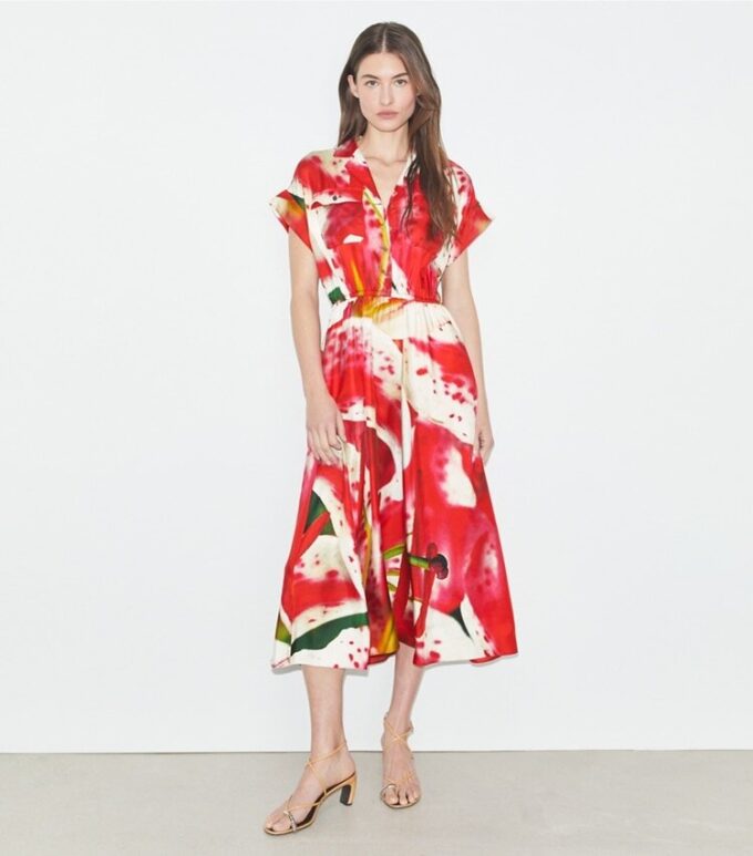 Printed Silk Twill Shirtdress Printed Silk Twill Shirtdress