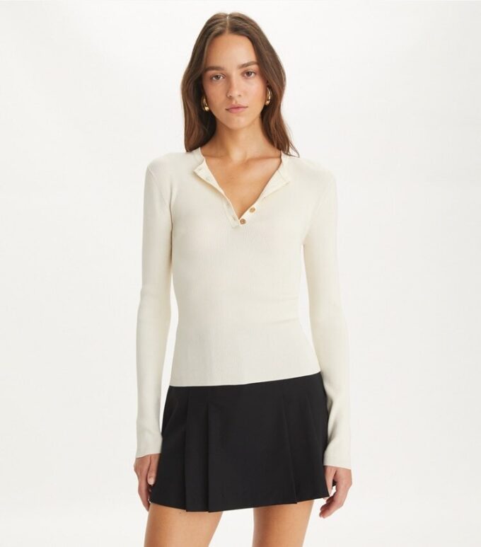 Ribbed Viscose Henley Ribbed Viscose Henley