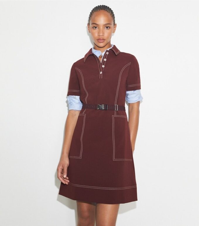 Short-Sleeve Pick Stitch Golf Dress Short-Sleeve Pick Stitch Golf Dress