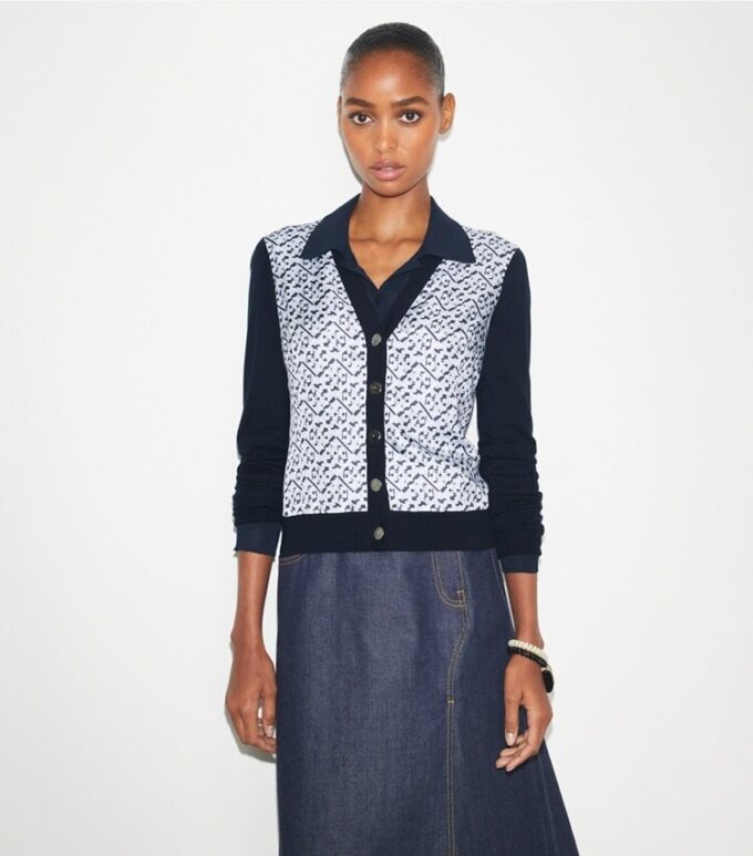 Silk-Front Cardigan