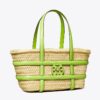Small Ella Croc-Embossed Straw Basket