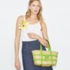 Small Ella Croc-Embossed Straw Basket