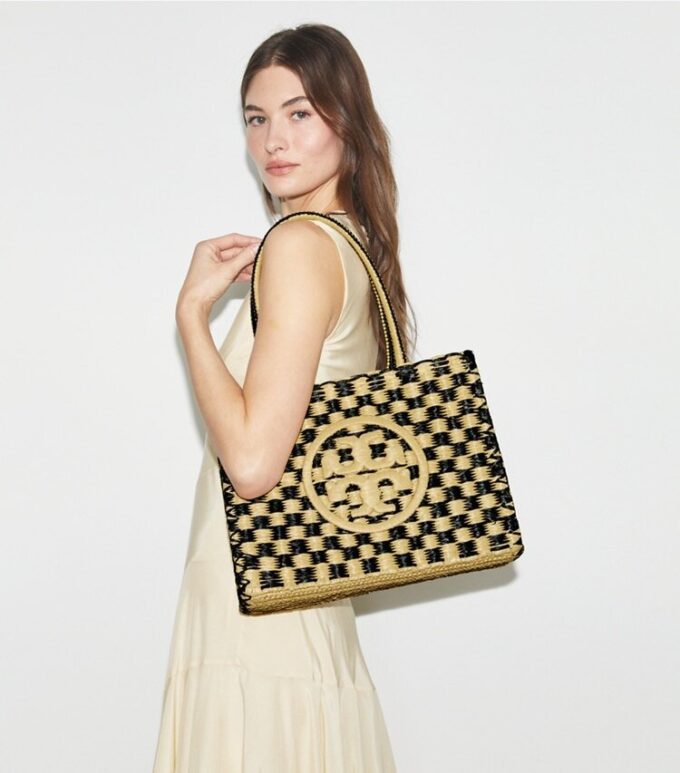 Small Ella Hand-Crocheted Checkered Tote
