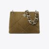 Small Kira Diamond Quilt Suede Shoulder Bag