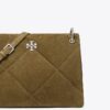 Small Kira Diamond Quilt Suede Shoulder Bag