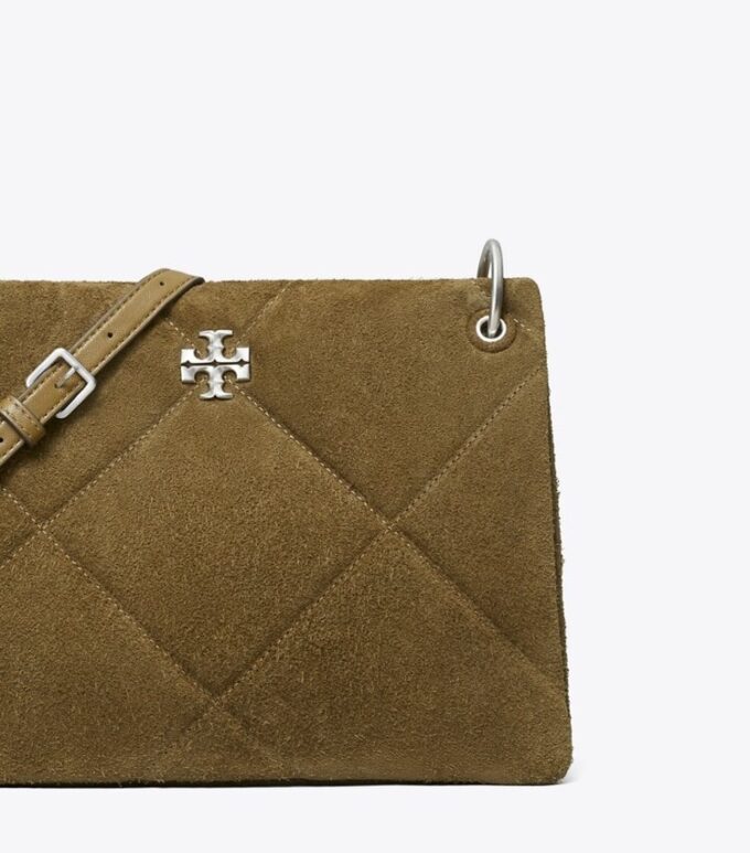 Small Kira Diamond Quilt Suede Shoulder Bag