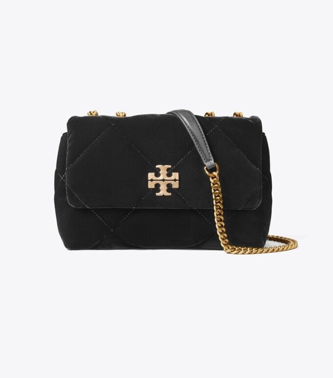 Small Kira Diamond Quilt Velvet Pavé Shoulder Bag
