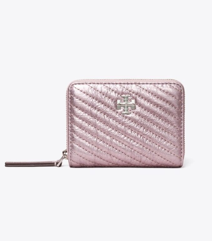 Small Kira Moto Quilt Metallic Zip-Around Wallet