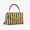 Small Kira Stripe Top-Handle Satchel