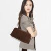 Small Marshmallow Suede Satchel