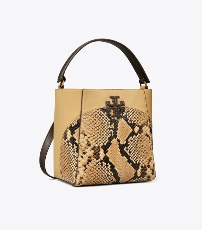 Small Mcgraw Snake Embossed Bucket Bag