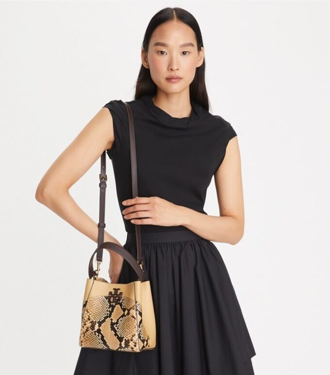 Small Mcgraw Snake Embossed Bucket Bag
