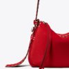 Small Romy Suede Pick Stitch Shoulder Bag